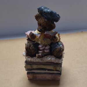 W14  Charming Bear Figurine on Books
